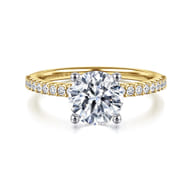 Amata - 14K White-Yellow Gold Round Diamond Engagement Ring