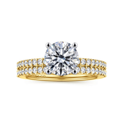Amata - 14K White-Yellow Gold Round Diamond Engagement Ring