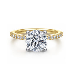 Amata - 14K White-Yellow Gold Round Diamond Engagement Ring