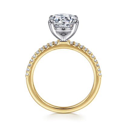 Amata - 14K White-Yellow Gold Round Diamond Engagement Ring