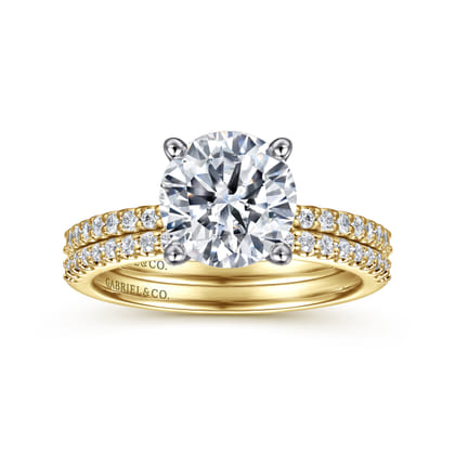 Amata - 14K White-Yellow Gold Round Diamond Engagement Ring