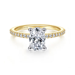 Amata - 14K White and Yellow Gold Oval Diamond Engagement Ring