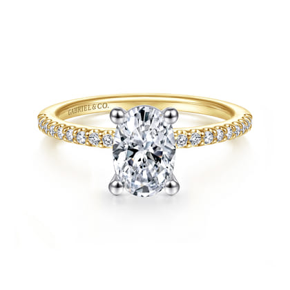 Amata - 14K White and Yellow Gold Oval Diamond Engagement Ring