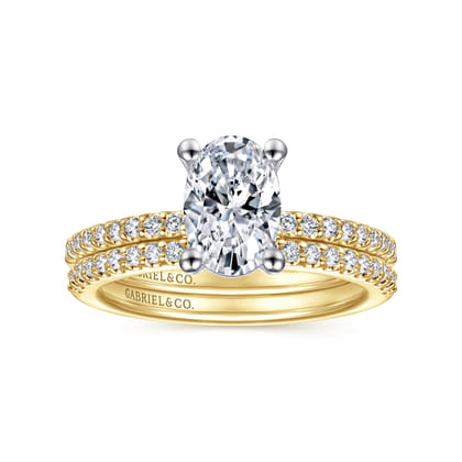 Amata - 14K White and Yellow Gold Oval Diamond Engagement Ring
