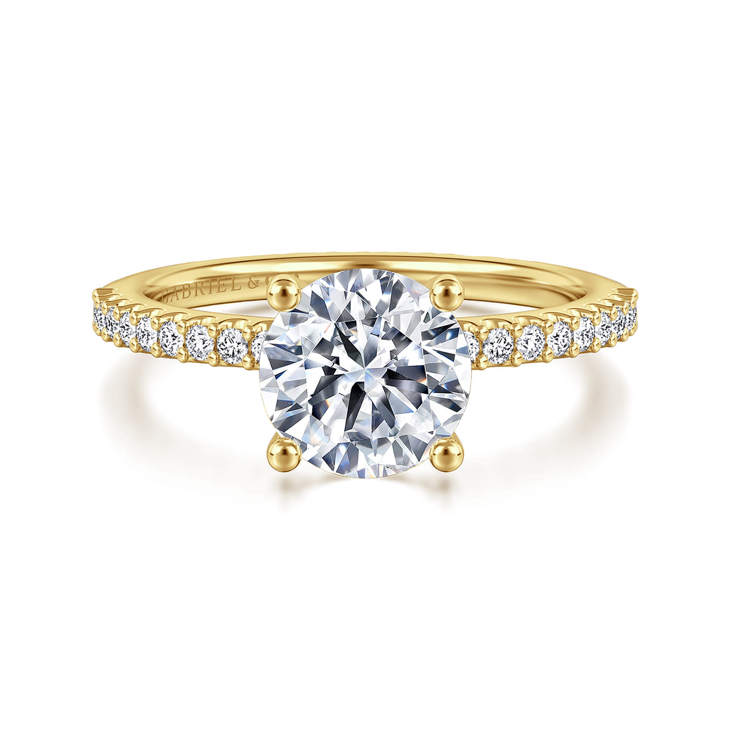 Amata - 14K Yellow Gold Diamond Engagement Ring with 14K Yellow Gold Head