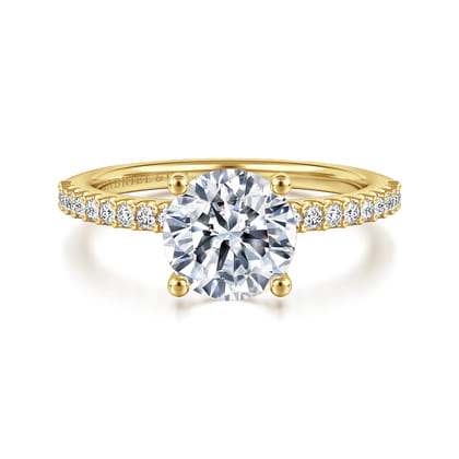 Amata - 14K Yellow Gold Diamond Engagement Ring with 14K Yellow Gold Head