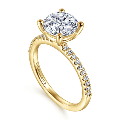 Amata - 14K Yellow Gold Diamond Engagement Ring with 14K Yellow Gold Head
