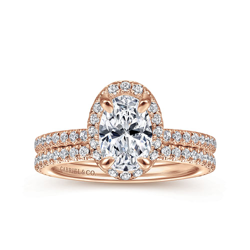 Amaya - 14K Rose Gold Oval Halo Diamond Engagement Ring - 0.35 ct - Shot 4