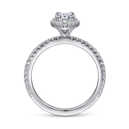 Amaya - 14K White Gold Pear Shape Halo Diamond Engagement Ring - 0.34 ct - Shot 2