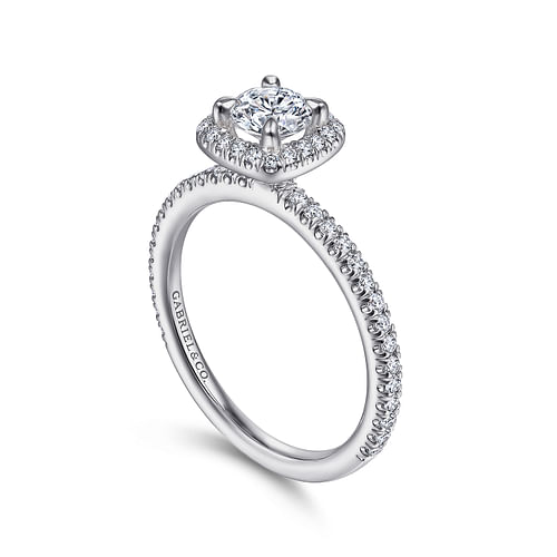 Amaya - 14K White Gold Round Halo Diamond Engagement Ring - 0.34 ct - Shot 3