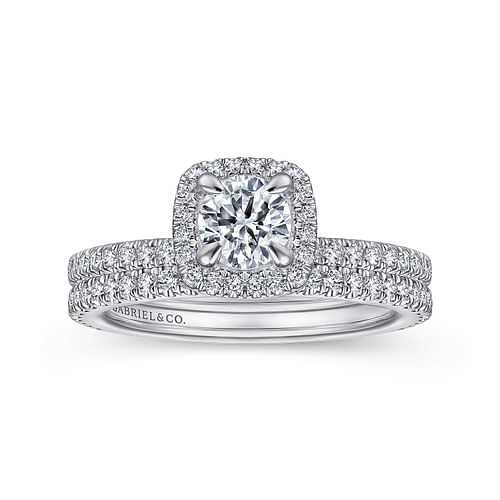 Amaya - 14K White Gold Round Halo Diamond Engagement Ring - 0.34 ct - Shot 4