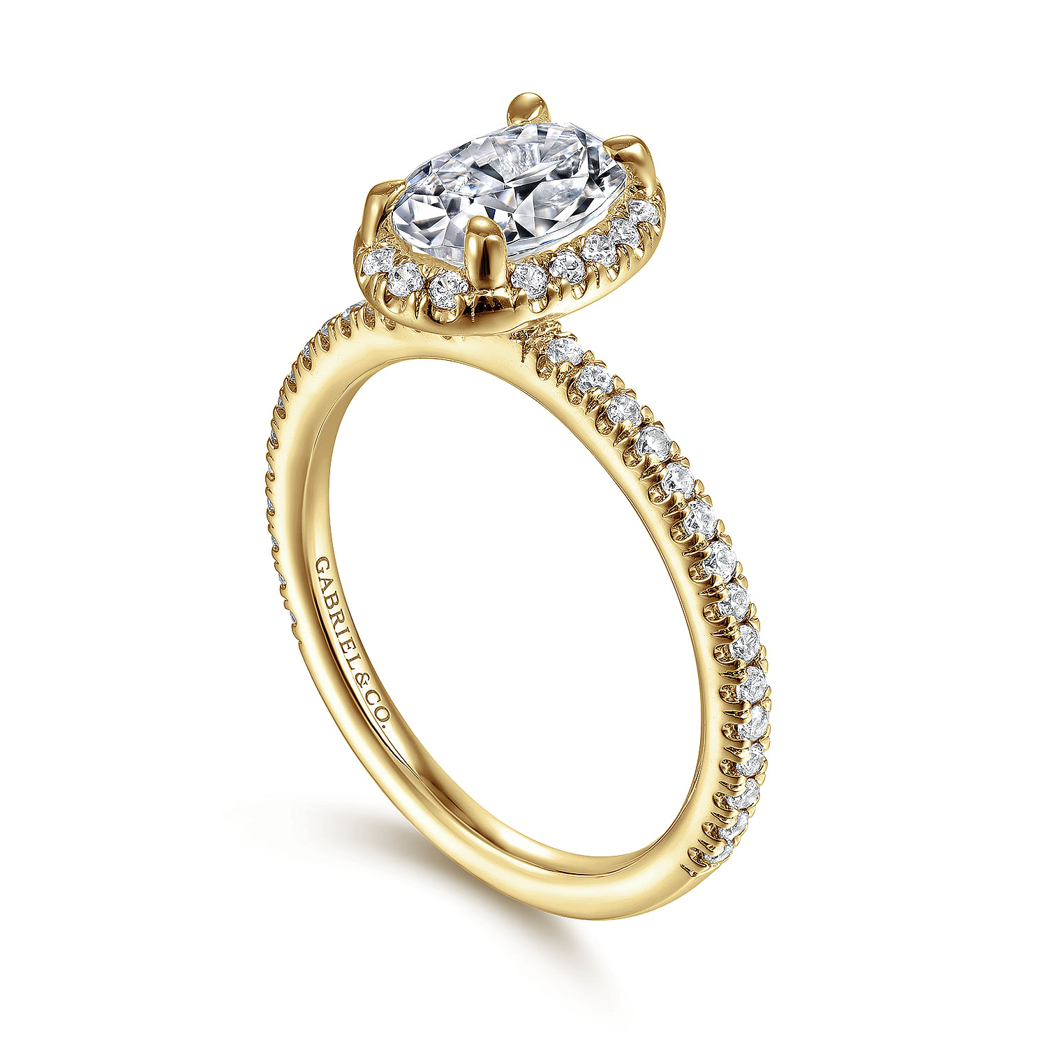 Amaya - 14K Yellow Gold Oval Halo Diamond Engagement Ring - 0.35 ct - Shot 3