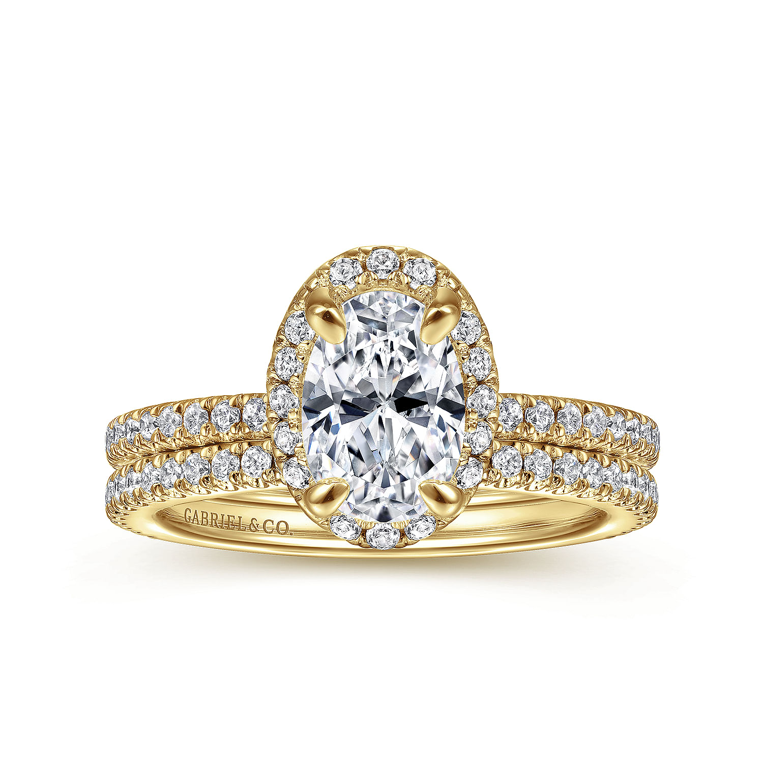Amaya - 14K Yellow Gold Oval Halo Diamond Engagement Ring - 0.35 ct - Shot 4