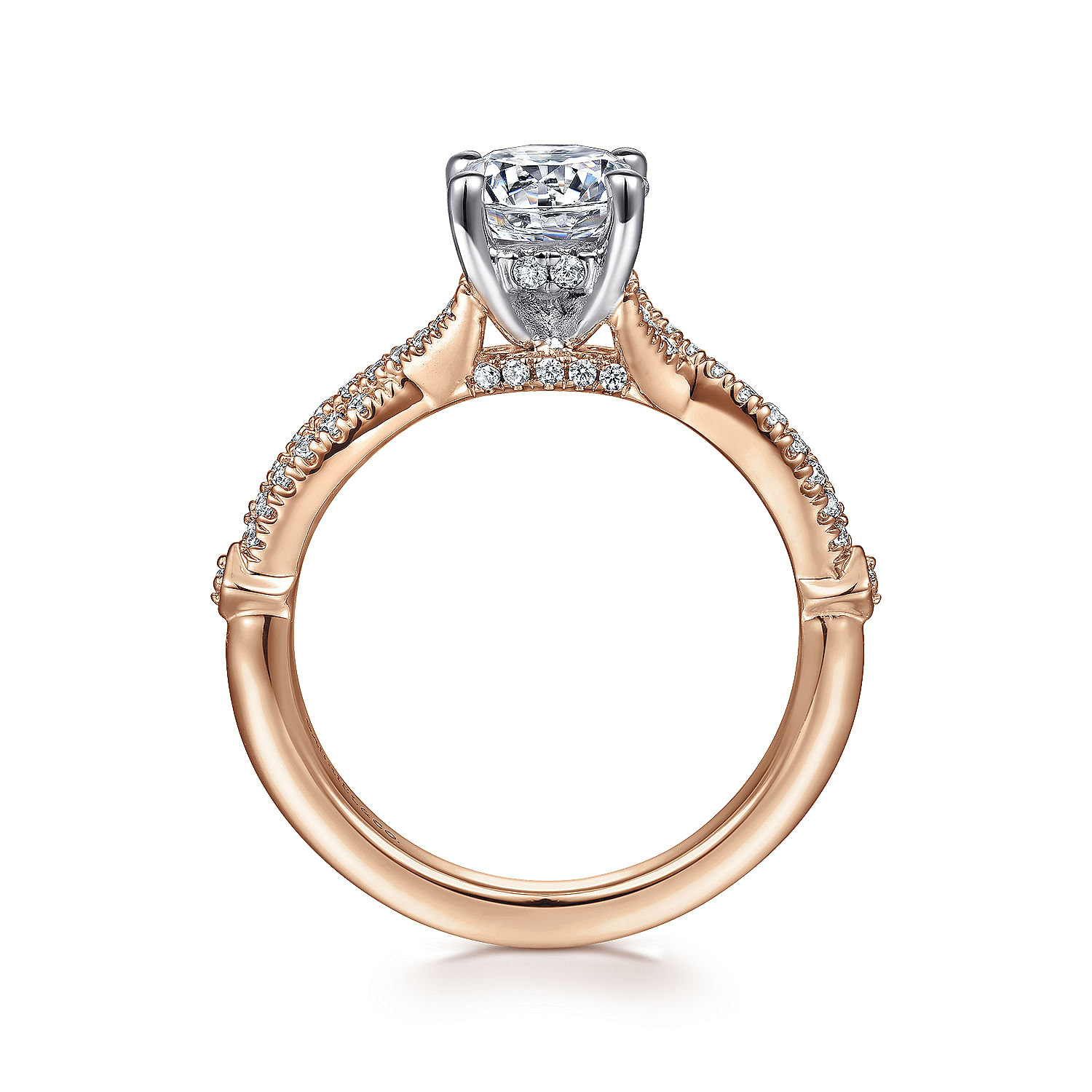 Amber - 14K White-Rose Gold Round Diamond Engagement Ring - 0.23 ct - Shot 2