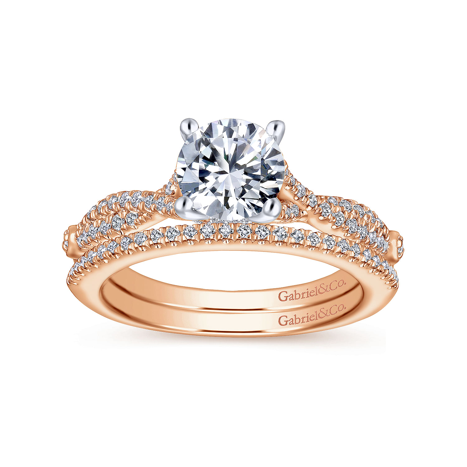 Amber - 14K White-Rose Gold Round Diamond Engagement Ring - 0.23 ct - Shot 4