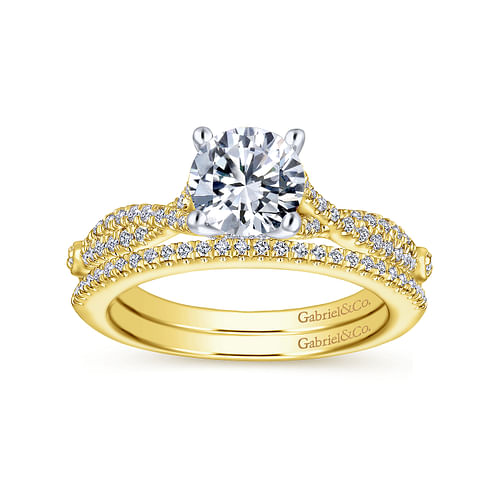Amber - 14K White-Yellow Gold Round Diamond Engagement Ring - 0.23 ct - Shot 4