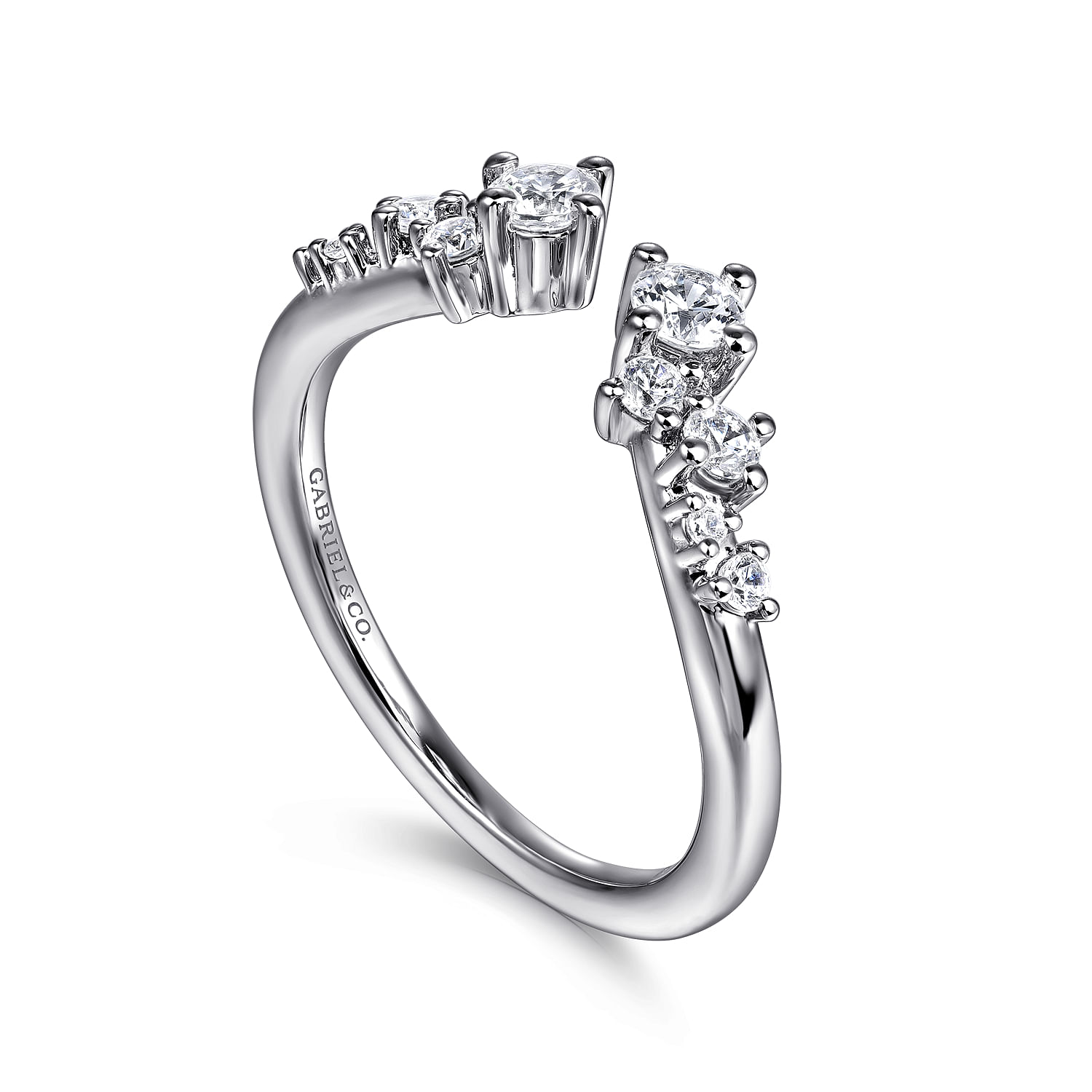 Ambra - 14K White Gold Open Diamond Anniversary Ring