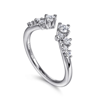 Ambra - 14K White Gold Open Diamond Anniversary Ring