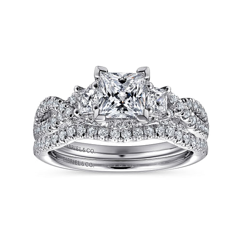 Ambrosia - 14K White Gold Princess Cut Diamond Engagement Ring - 0.65 ct - Shot 4