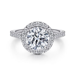 Ameena - 14K White Gold Round Halo Diamond Engagement Ring