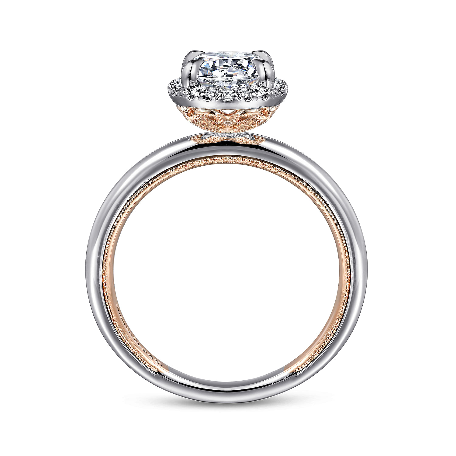 Amelie - 14K Rose Gold Oval Halo Diamond Engagement Ring