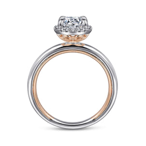 Amelie - 14K Rose Gold Oval Halo Diamond Engagement Ring