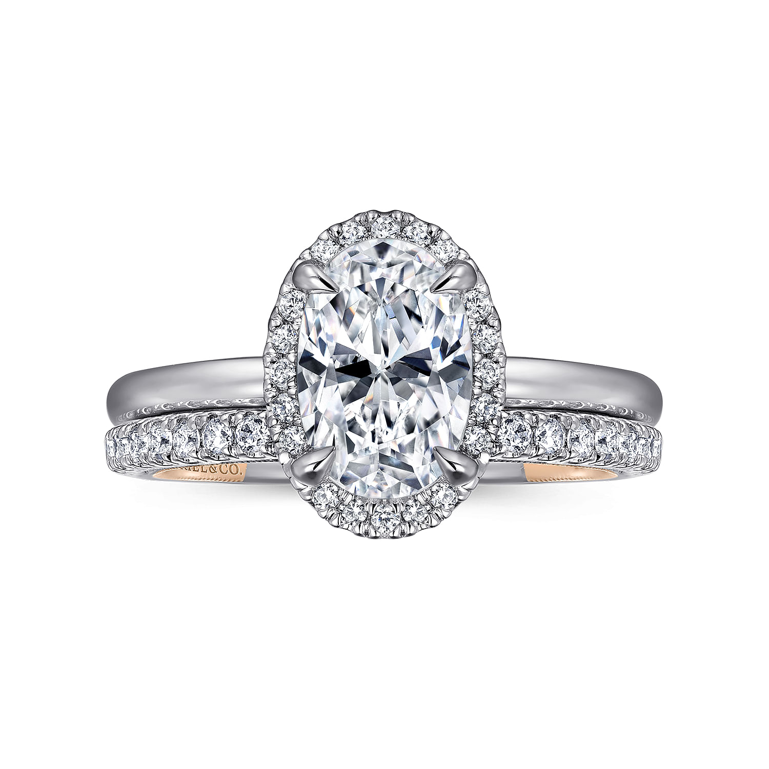 Amelie - 14K Rose Gold Oval Halo Diamond Engagement Ring