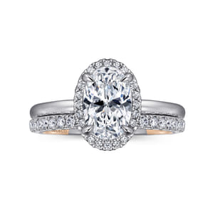 Amelie - 14K Rose Gold Oval Halo Diamond Engagement Ring