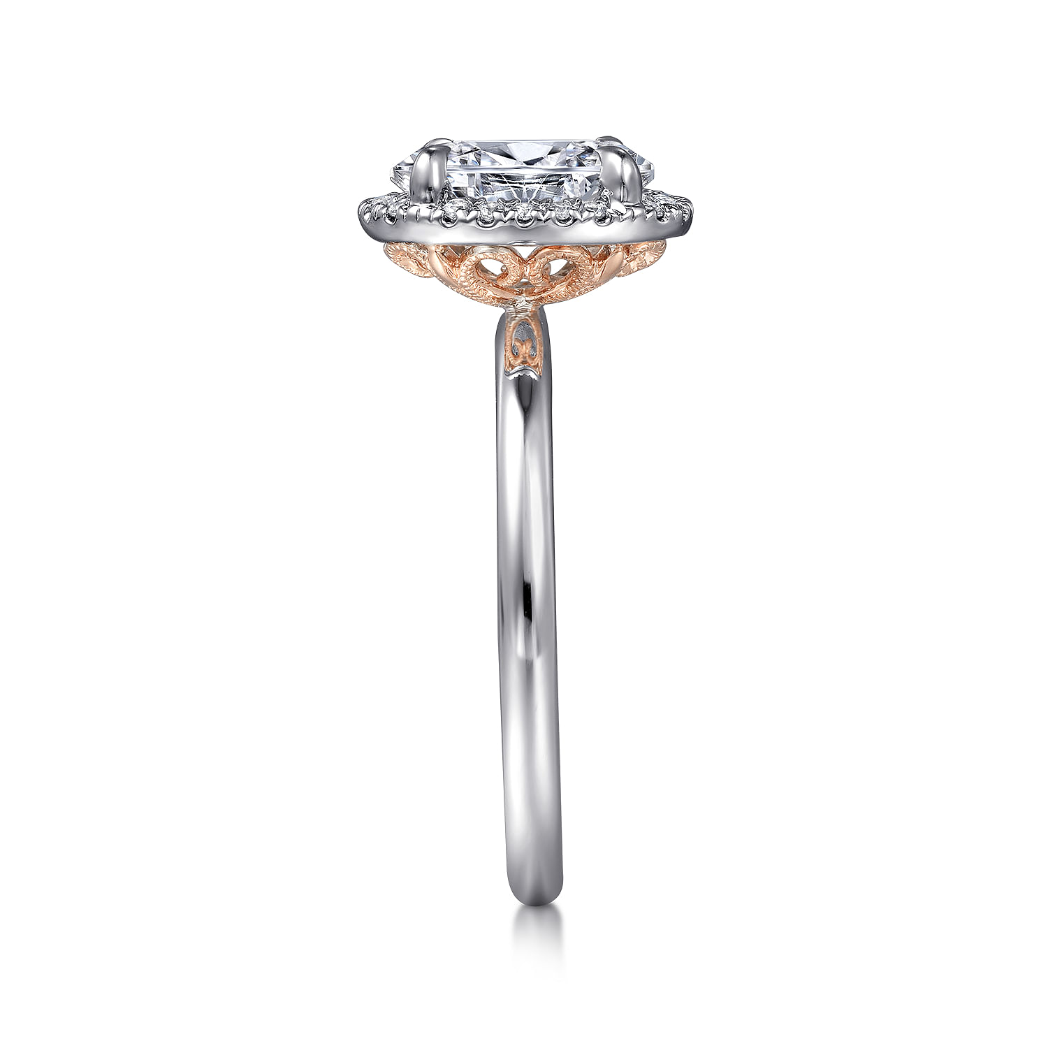 Amelie - 14K Rose Gold Oval Halo Diamond Engagement Ring