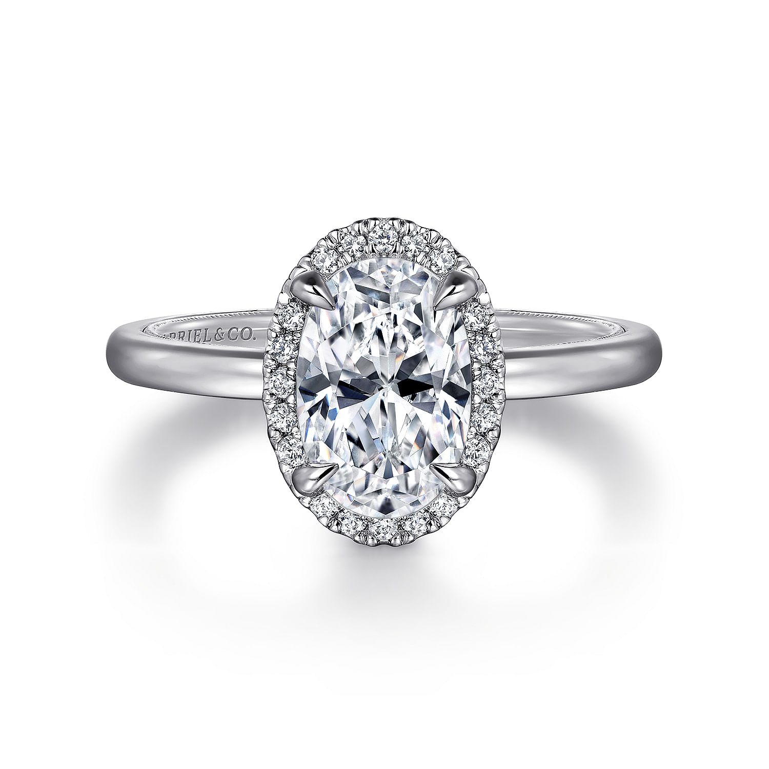 Amelie - 14K White Gold Oval Halo Diamond Engagement Ring