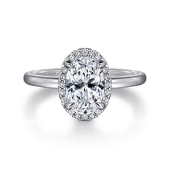 Amelie - 14K White Gold Oval Halo Diamond Engagement Ring