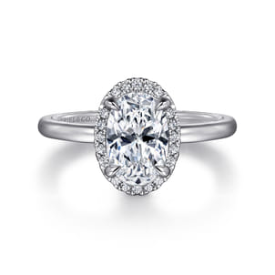 Amelie - 14K White Gold Oval Halo Diamond Engagement Ring