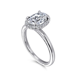 Amelie - 14K White Gold Oval Halo Diamond Engagement Ring