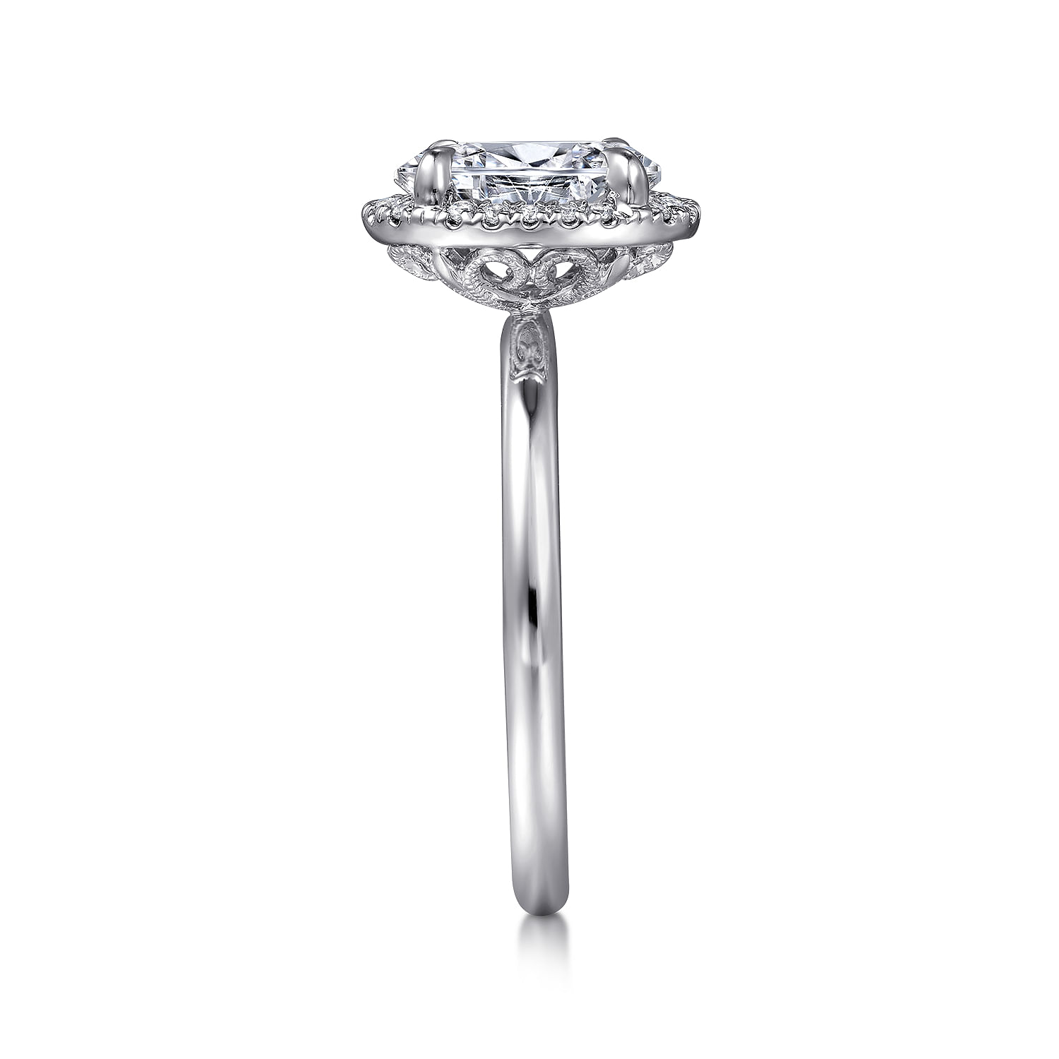 Amelie - 14K White Gold Oval Halo Diamond Engagement Ring