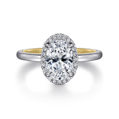 Amelie - 14K Yellow and White Gold Oval Halo Diamond Engagement Ring