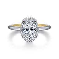 Amelie - 14K Yellow and White Gold Oval Halo Diamond Engagement Ring