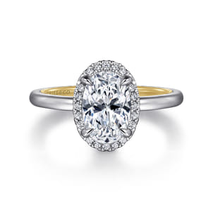 Amelie - 14K Yellow and White Gold Oval Halo Diamond Engagement Ring