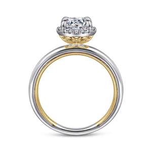 Amelie - 14K Yellow and White Gold Oval Halo Diamond Engagement Ring