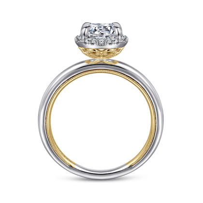Amelie - 14K Yellow and White Gold Oval Halo Diamond Engagement Ring