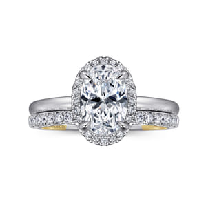 Amelie - 14K Yellow and White Gold Oval Halo Diamond Engagement Ring