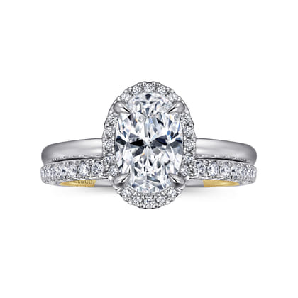 Amelie - 14K Yellow and White Gold Oval Halo Diamond Engagement Ring