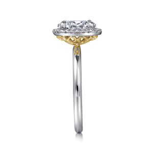 Amelie - 14K Yellow and White Gold Oval Halo Diamond Engagement Ring