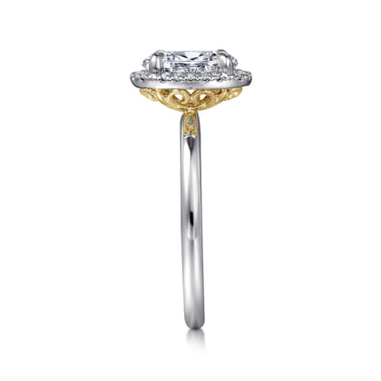 Amelie - 14K Yellow and White Gold Oval Halo Diamond Engagement Ring