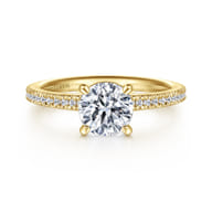 Amena - 14K Yellow Gold Round Diamond Engagement Ring