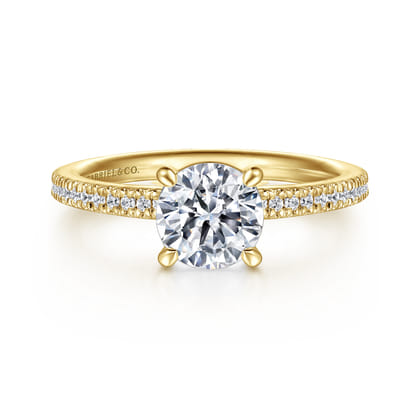 Amena - 14K Yellow Gold Round Diamond Engagement Ring
