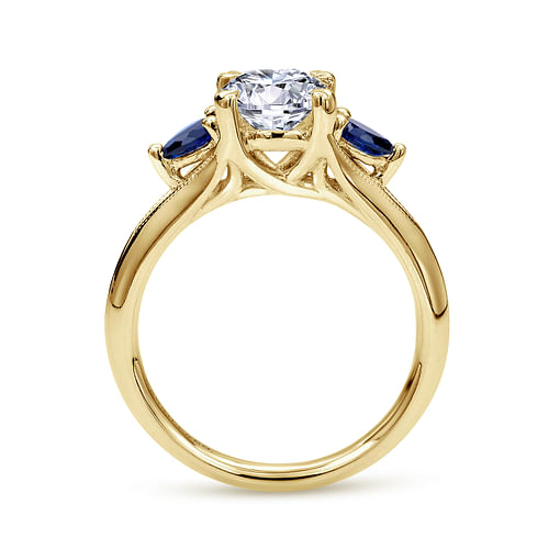 Amerie - 14K Yellow Gold Round Sapphire and Diamond Engagement Ring - Shot 2