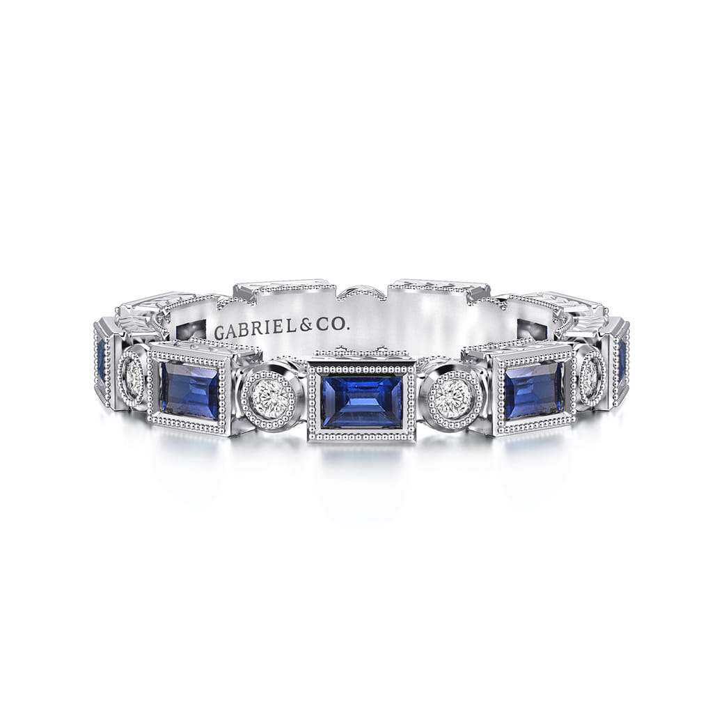 Sapphire Diamond Wedding Band Baguette Sapphire Or Ruby Eternity