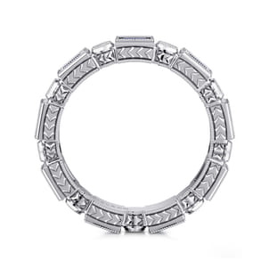 Amie - 14K White Gold Baguette Sapphire and Round Diamond Eternity Band
