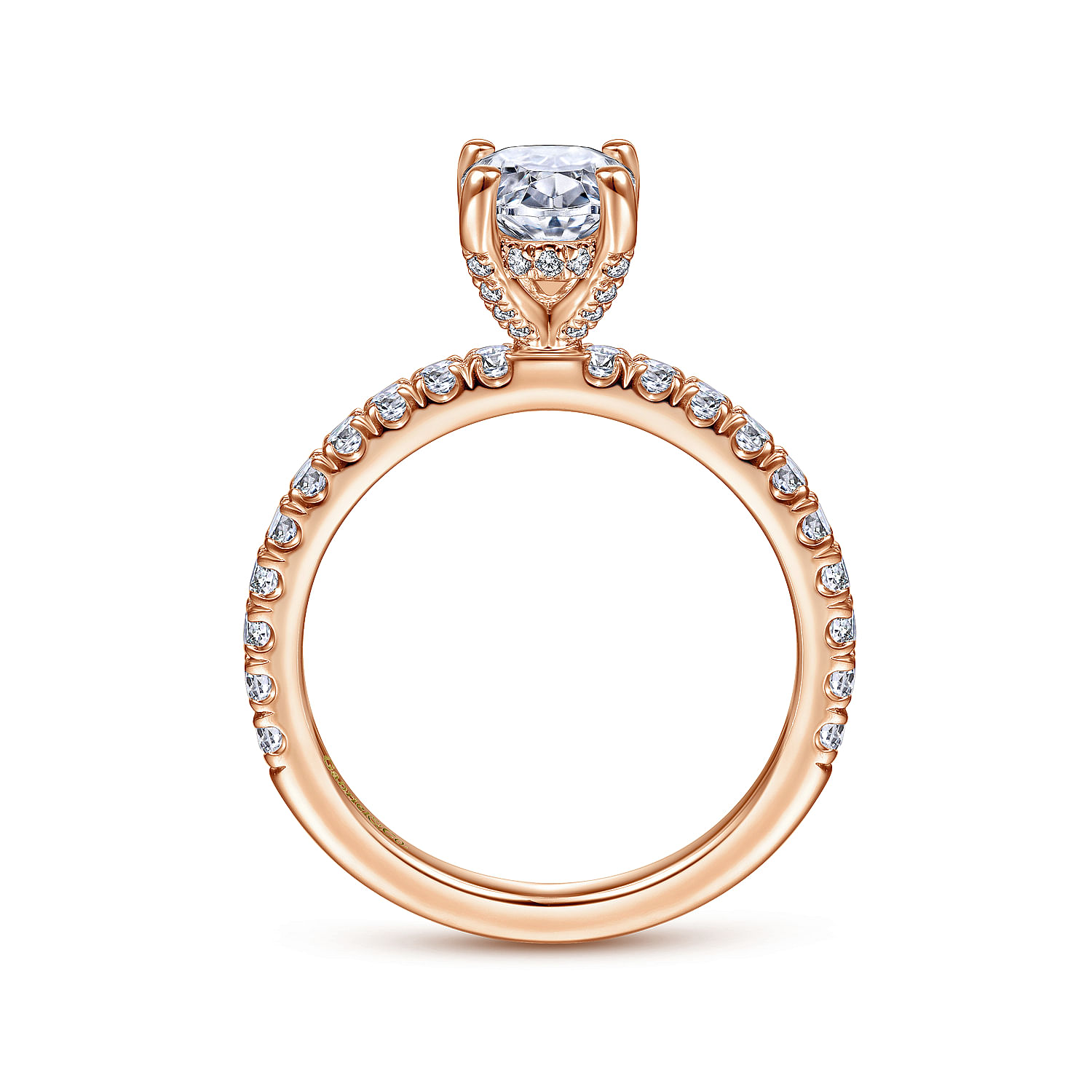 Amira - 14K Rose Gold Oval Diamond Engagement Ring - 0.5 ct - Shot 2