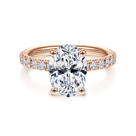 Amira - 14K Rose Gold Oval Diamond Engagement Ring